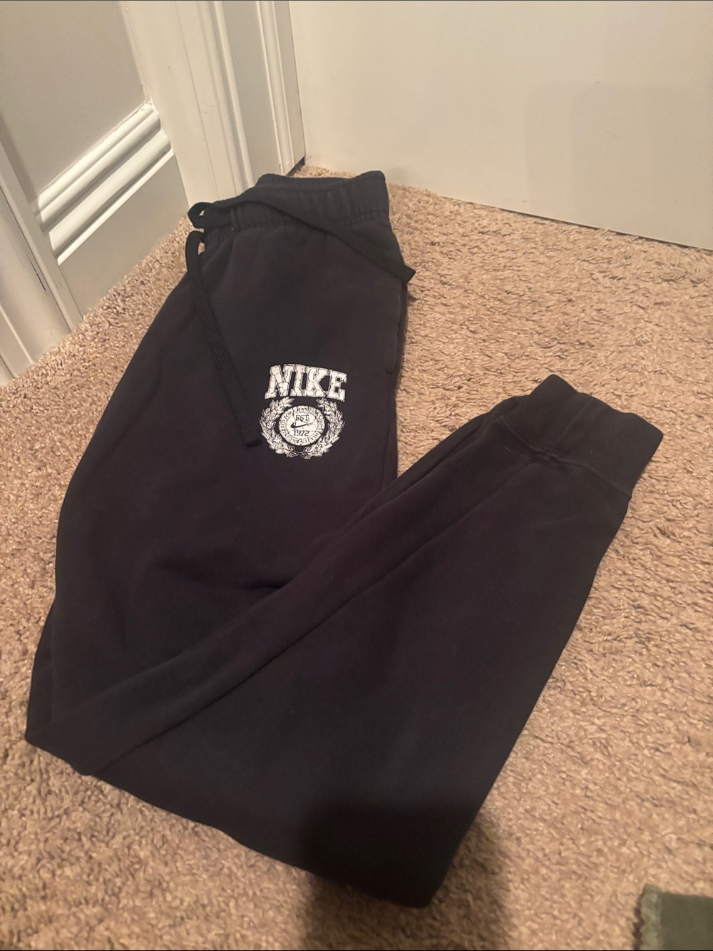 Nike Black Sweatpants with White Crest Logo - Kids